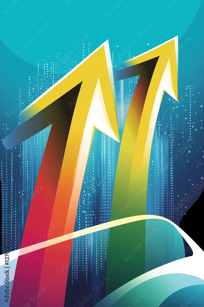 Poster two arrows pointing up representing success and growth in business and finance