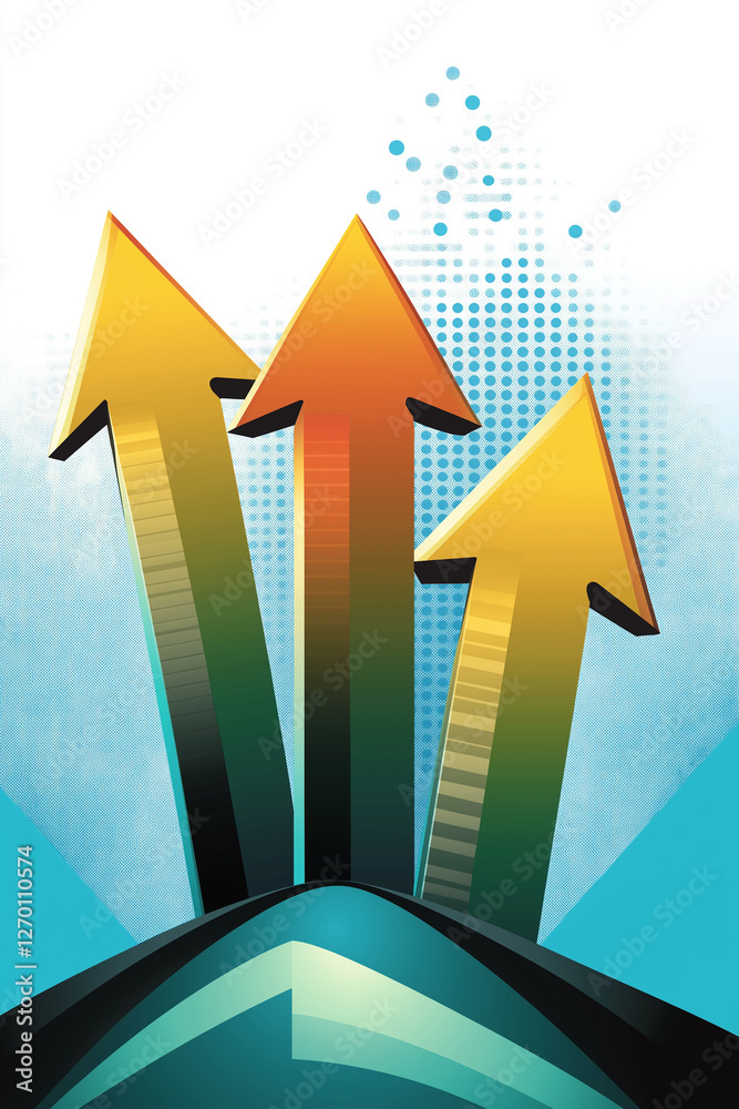 Poster three arrows pointing up representing growth and success