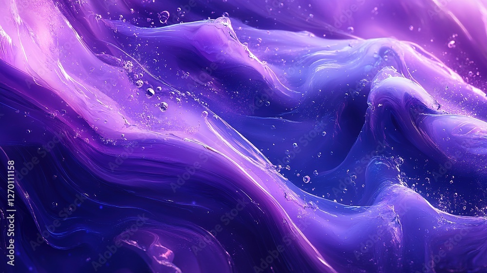 Poster dynamic flowing abstract waves digital art artistic rendering colorful environment close-up view flu