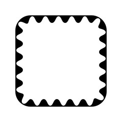 Square frame with wavy inner edges. Vignette with scalloped inside edges isolated on white background. Vector graphic illustration.