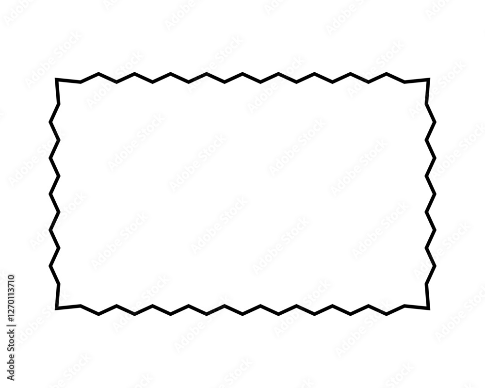 Wall mural rectangle frame with zigzag edges. blank text box, speech bubble, tag or label rectangular shape wit
