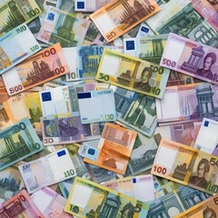 A Pile of Euro Banknotes