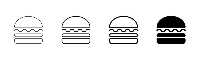 Hamburger icon vector isolated on white background. Burger and hamburger icon. Fast food vector icon