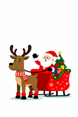 Fototapeta premium santa claus and his reindeer in a christmas sleigh