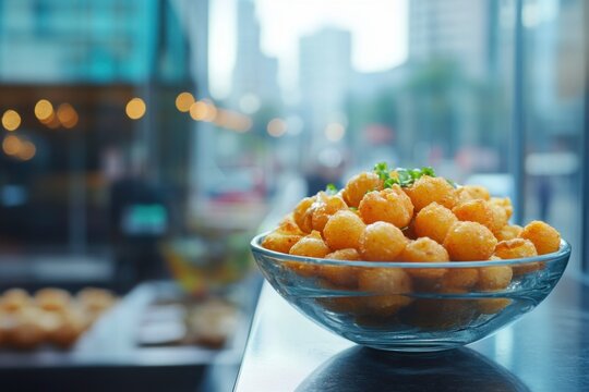 pani puri in a glass bowl