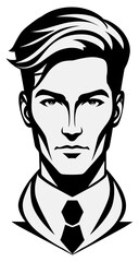 Man slicked-back, smooth hairstyle. Rebellious hair in the 1980s workplace