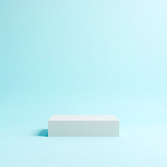 simple white platform on a light blue background