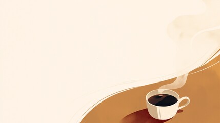 白いシンプルな背景と珈琲の入ったコーヒーカップのイメージ画像