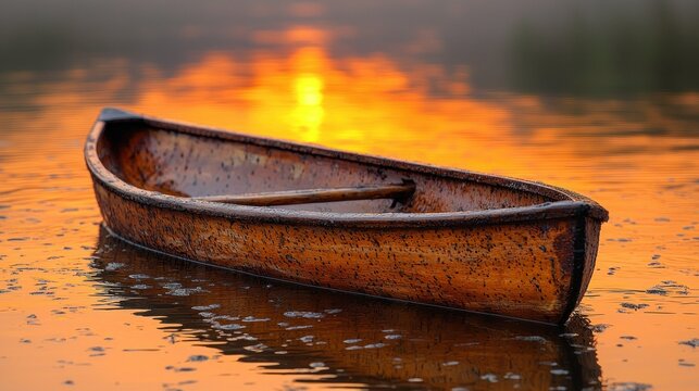 Sunrise canoe lake calm water reflection peaceful nature