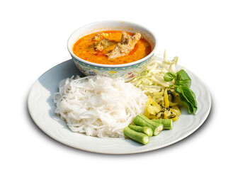Kanom Jeen Nam Ya, Noodles with fish curry sauce Thai food