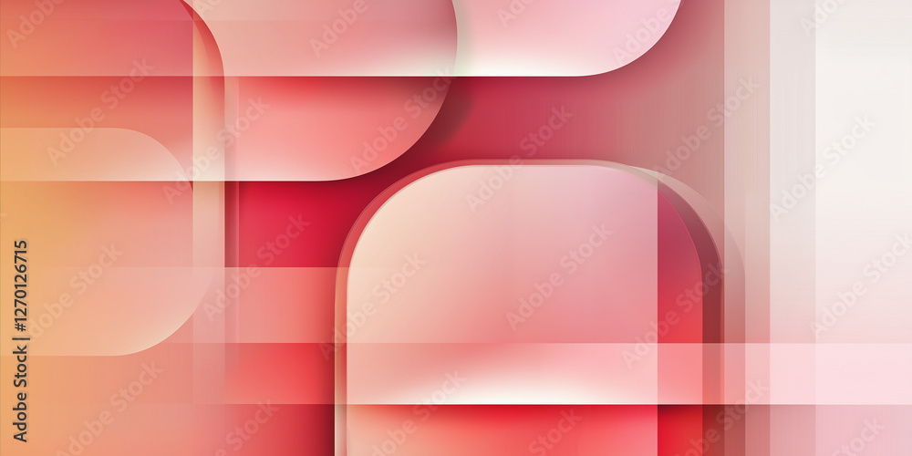 Aufkleber Rounded rectangles creating overlapping shapes in shades of red and pink