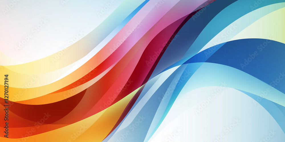 Poster Colorful wavy lines creating abstract modern background design