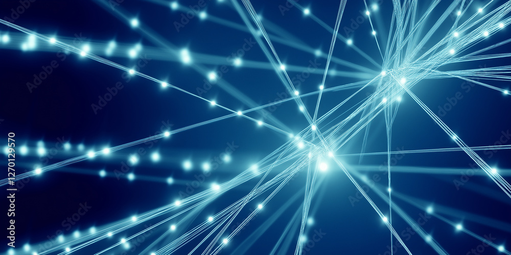Aufkleber Abstract plexus lines and nodes connecting on dark blue background