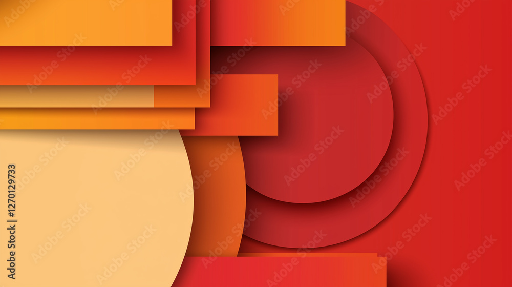 Leinwandbilder abstract geometric composition featuring interlocking orange and red shapes creating dynamic visual 