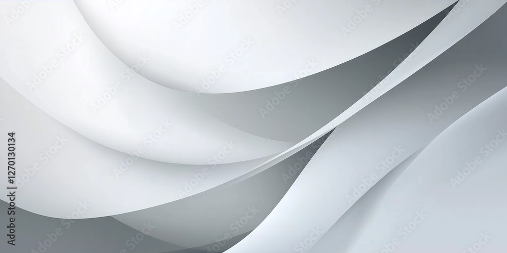 Poster Abstract gray and white wavy shapes creating a modern background