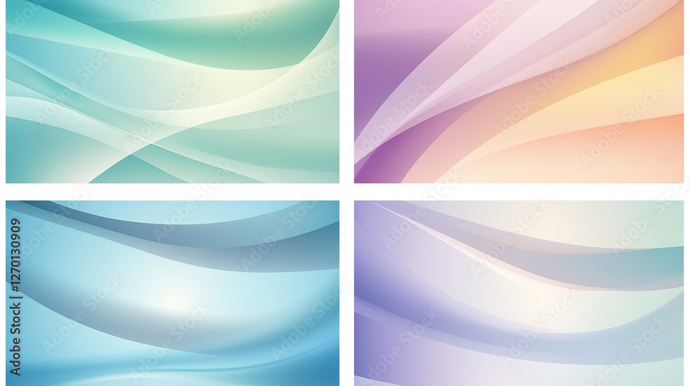 Aufkleber four abstract backgrounds with flowing pastel colors and soft light