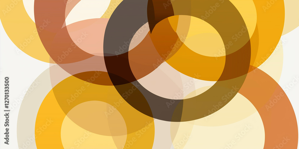 Poster Abstract overlapping circles creating dynamic visual effect with warm colors