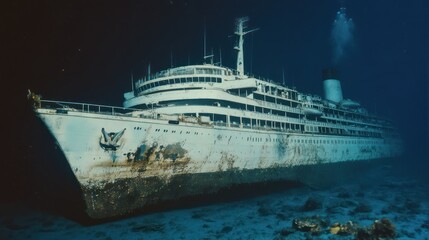 A luxury cruise liner sunk in 1961 after an engine room explosion, now lying at 50 meters depth off the coast of Grenada. Known as the 'Titanic of the Caribbean,' the wreck is one of the largest in th