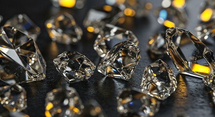 Translucent crystal shards with intricate reflections and prismatic effects