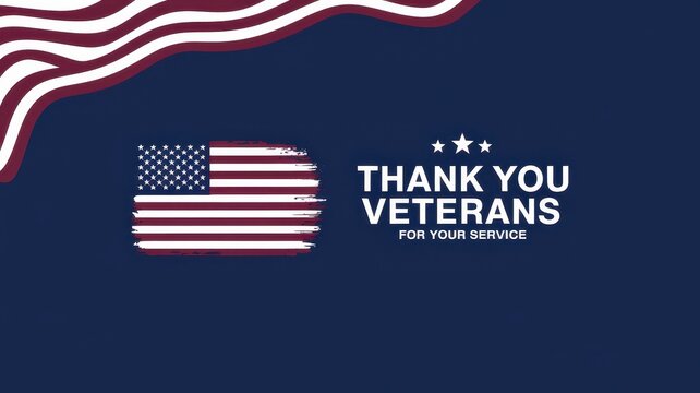 Veterans day banner features an american flag and message