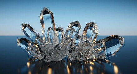 Translucent crystal shards with intricate reflections and prismatic effects