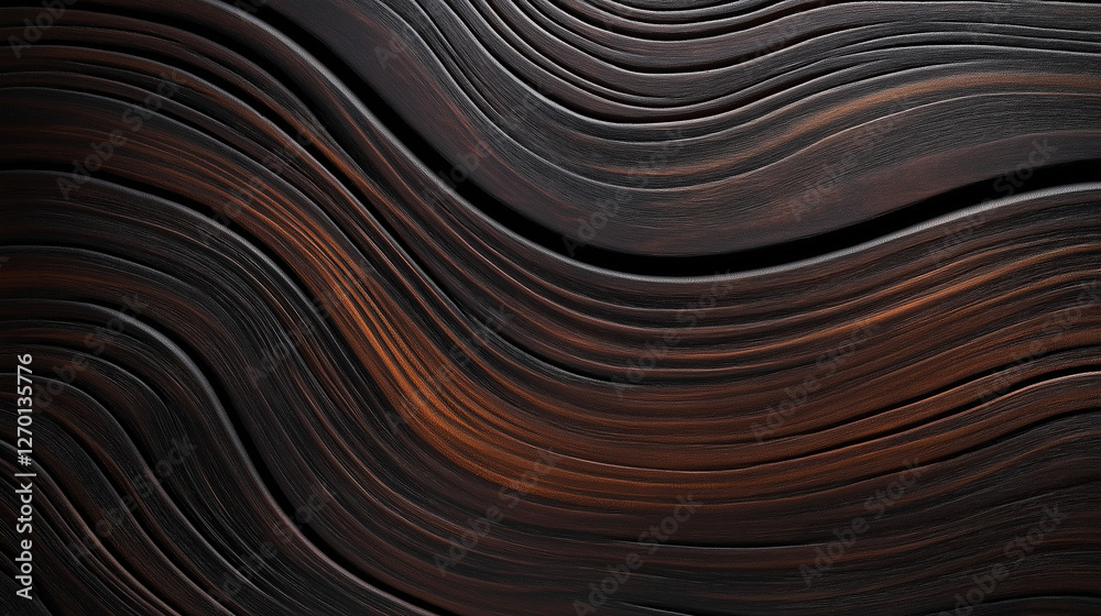 Poster dark brown wooden panels creating a wavy pattern background