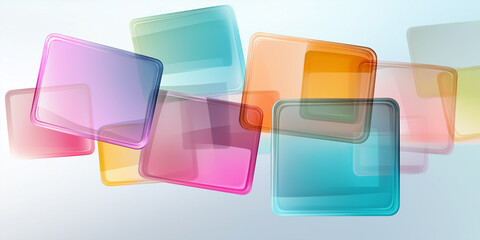 Colorful abstract background showing overlapping rounded rectangles floating in space