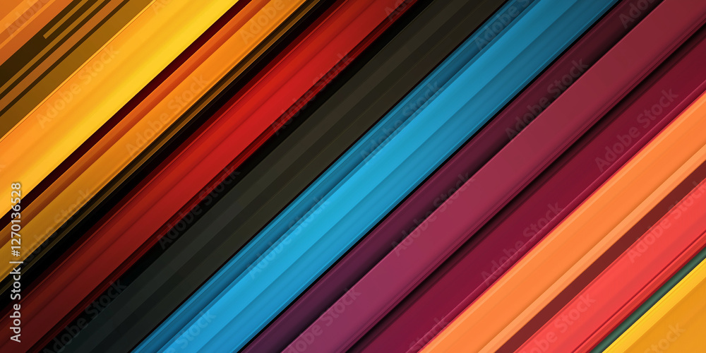 Poster Colorful diagonal stripes creating vibrant abstract background