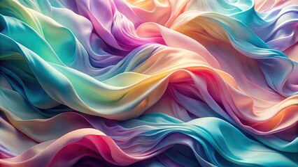 Obraz premium Soft, flowing pastel fabrics ripple in a dreamy abstract wallpaper, exuding gentle calm.