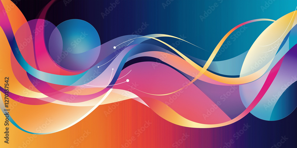 Poster colorful abstract waves flowing across vibrant background design