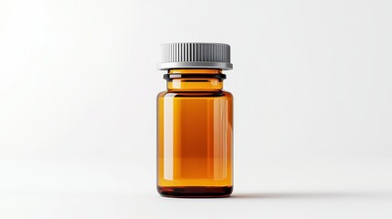 Amber Glass Bottle Mockup: Pharmaceutical Product Packaging Design