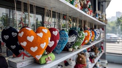 Handmade Felt Heart Ornaments Shop Display  Valentine s  Decor