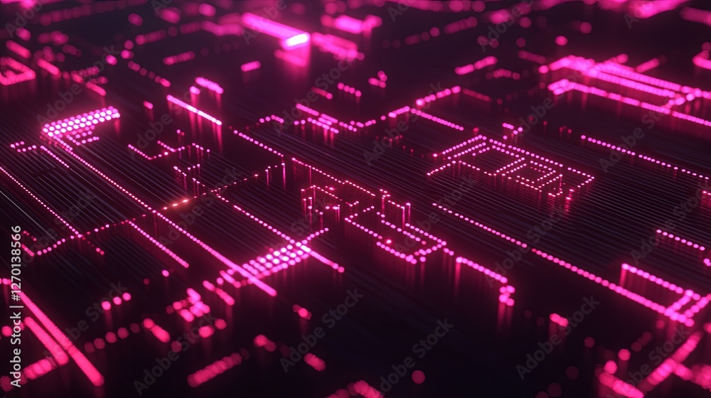 Wall mural glowing digital symbols in abstract form, representing the essence of modern coding and technology.