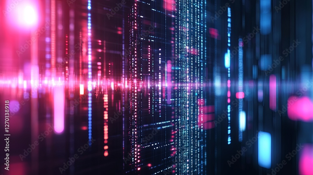 Wall mural glowing digital symbols in abstract form, representing the essence of modern coding and technology.
