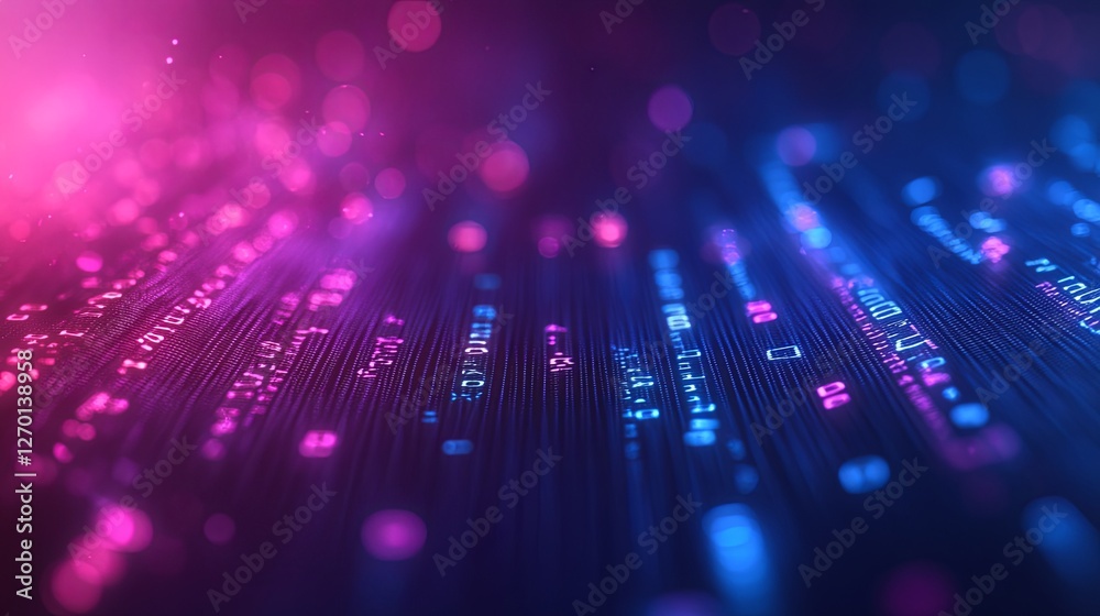 Wall mural glowing digital symbols in abstract form, representing the essence of modern coding and technology.