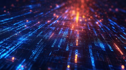 Glowing digital symbols in abstract form, representing the essence of modern coding and technology.