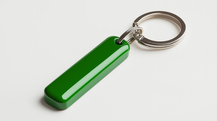 green keychain mockup isolated on white background