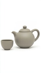 Elegant Grey Tea Set: Pot and Cup Still Life