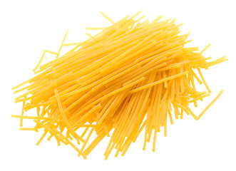 Italian uncooked pasta isolated on white, top view