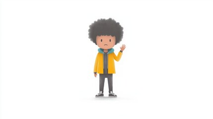 Young Boy Waving  Cute Kid Illustration  Digital Art  Child Portrait