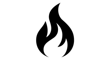 Fire, flame, bonfire. Flame fire icon, abstract style on white background. Flat burn fire symbol, bonfire sign, flame campfire emoji. Camping fireball minimal graphic style. Vector Illustration