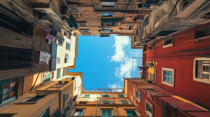 Looking Up at the Sky from a Narrow Alley