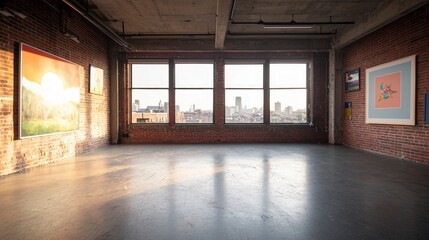 Loft Apartment  City View  Industrial Chic  Exposed Brick  Modern Art  Spacious Interior