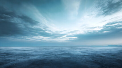 Obraz premium Dramatic coastal sunset sky, calm sea, mountain backdrop; landscape design