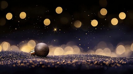 Festive Glitter  Ornament  Golden Lights  Night  Sparkle  Holiday Background