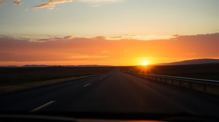 Stunning Sunset Highway Drive, Open Road at Dusk