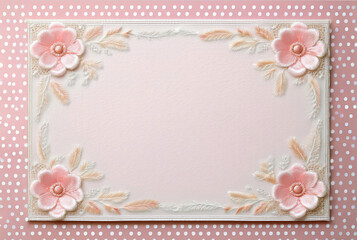 花の刺繍で縁取られたカード