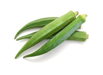 Fresh okra isolated on a white background