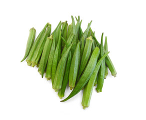 Fresh okra isolated on a white background