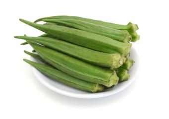 Fresh okra isolated on a white background
